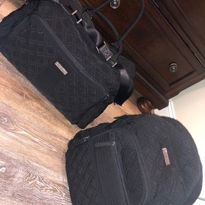 VERA BRADLEY Black Quilted Backpack and Dufel Set
